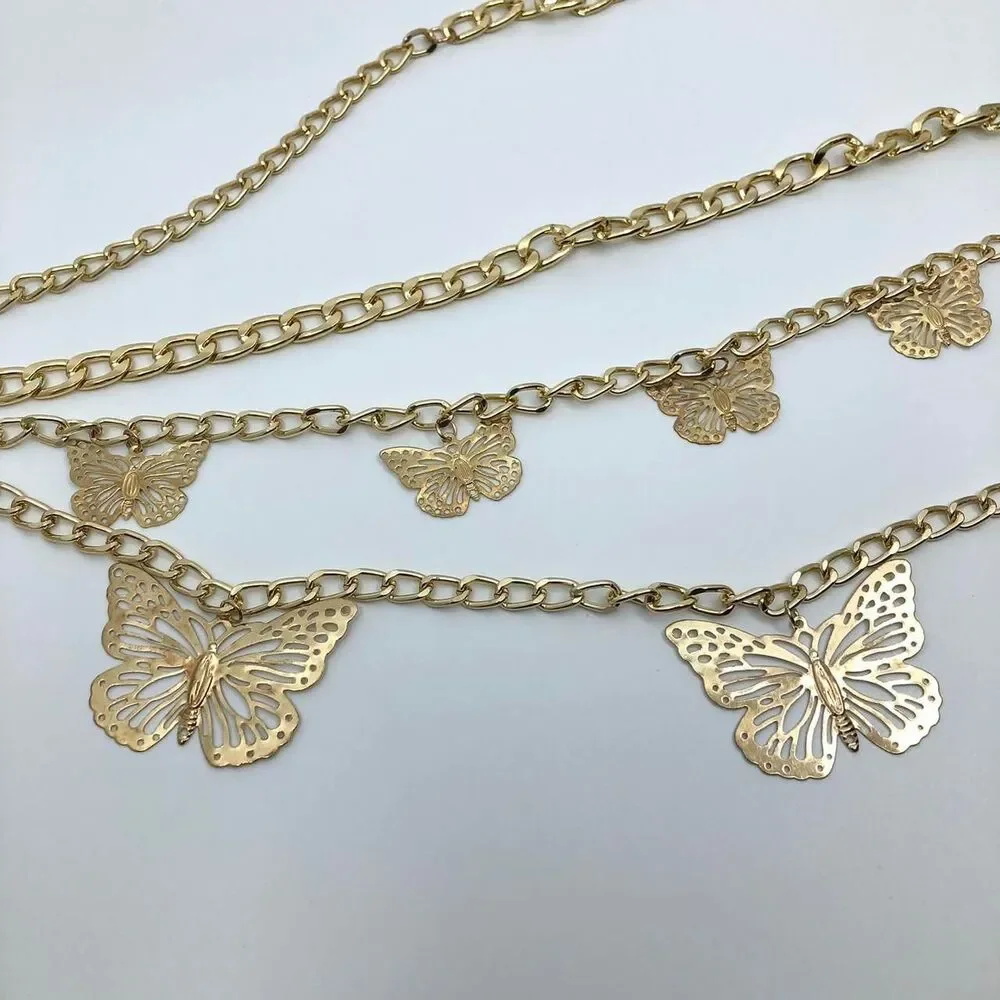 Women's Gold Butterfly Waist Chain Belt, 39.5 Inches, X7G9A1008
